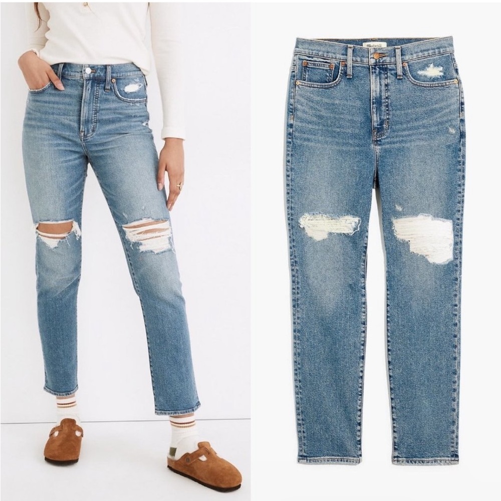 Madewell The Perfect Vintage Jean Distressed Ripped Denim High Waisted Size 27